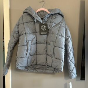 Bernardo Women’s Softy Glam Hooded Jacket in Stone Blue Size XS NWT